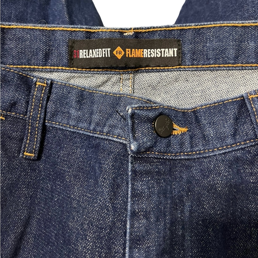 Wrangler Flame Resistant Denim Dark Wash Relaxed Fit Straight Leg Jeans … - Picture 5 of 7